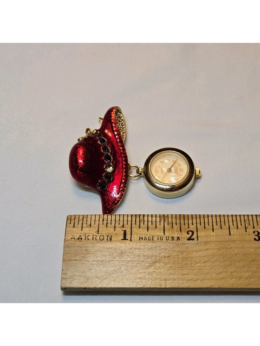 Red Hat Lady Society Jewelry Brooch And Watch Combo EUC
